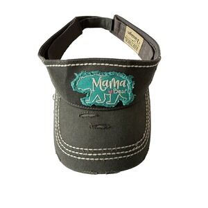 KBETHOS Vintage Mama Bear Sun Visor Hat Distressed Gray Teal Patch Adjustable